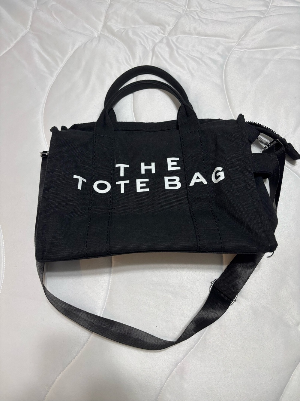 The Tote Bag Black Canvas Crossbody Tote